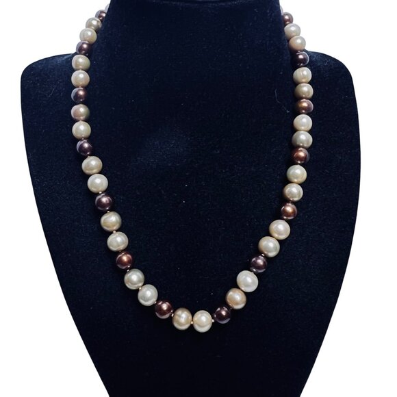 Vintage Shades of Brown Freshwater Pearl Necklace And Bracelet Set (5967) - Picture 2 of 10